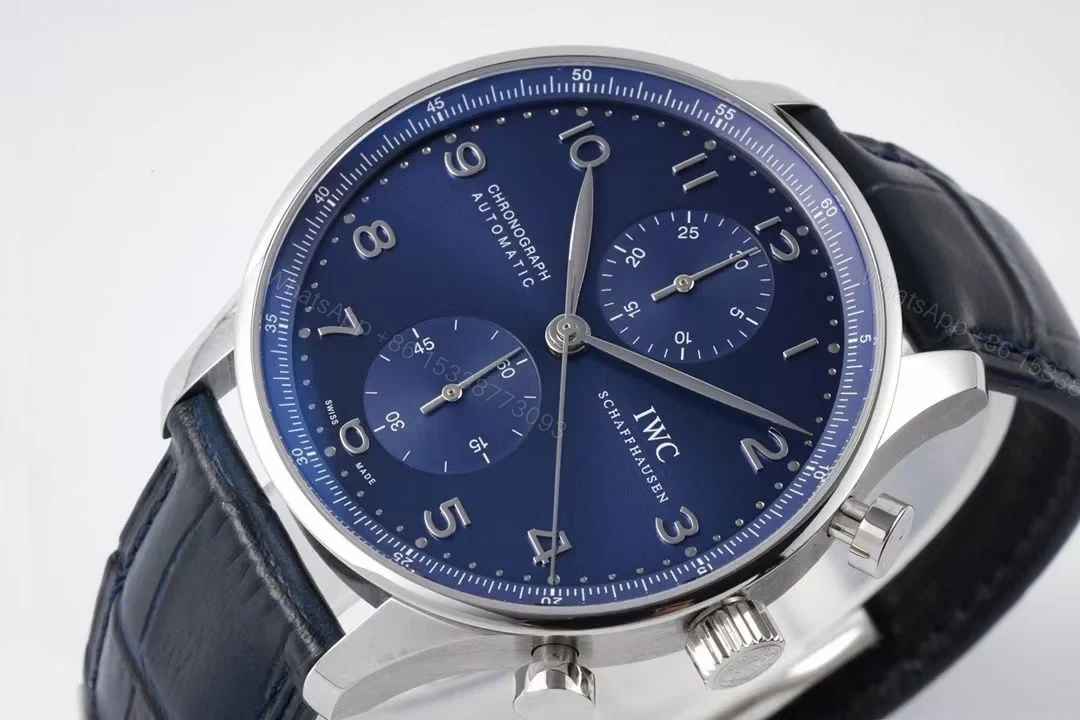 View 2 of IWC Portuguese Chrono-Automatic Stainless Steel / Blue Dial IW3714-91