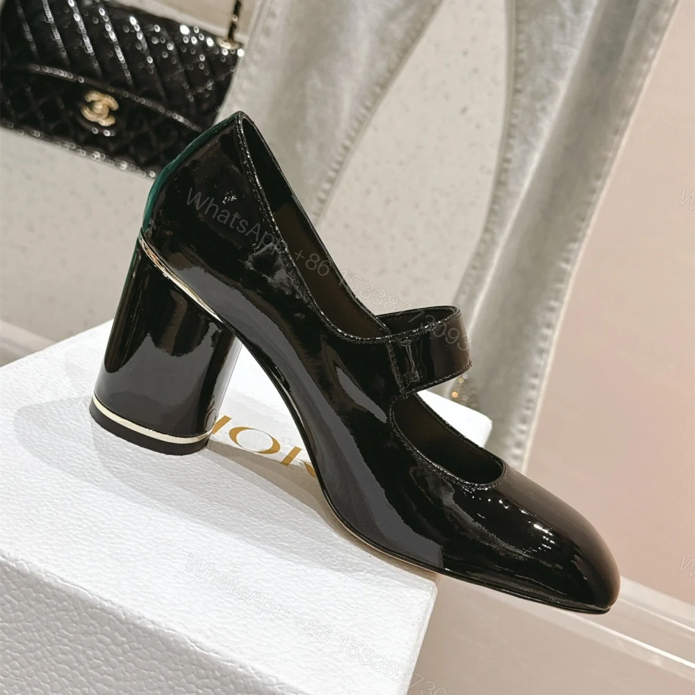 View 5 of 高仿Dior*Miss系列KVV320方頭粗跟單鞋8CM黑色漆皮免檢版