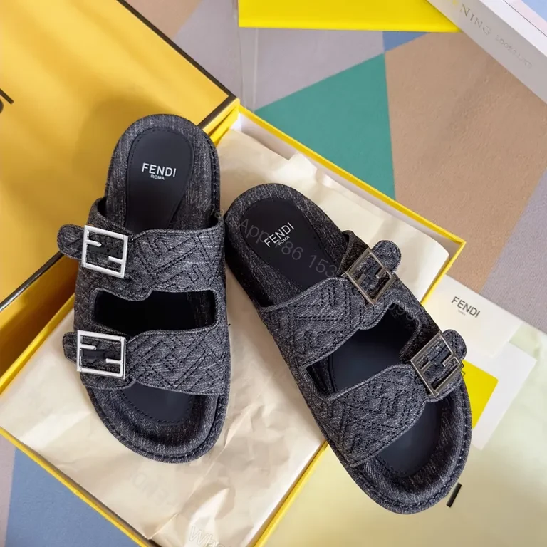 View 7 of Chic Fendi Velvet Dual-Buckle Sandals: All-Day Comfort