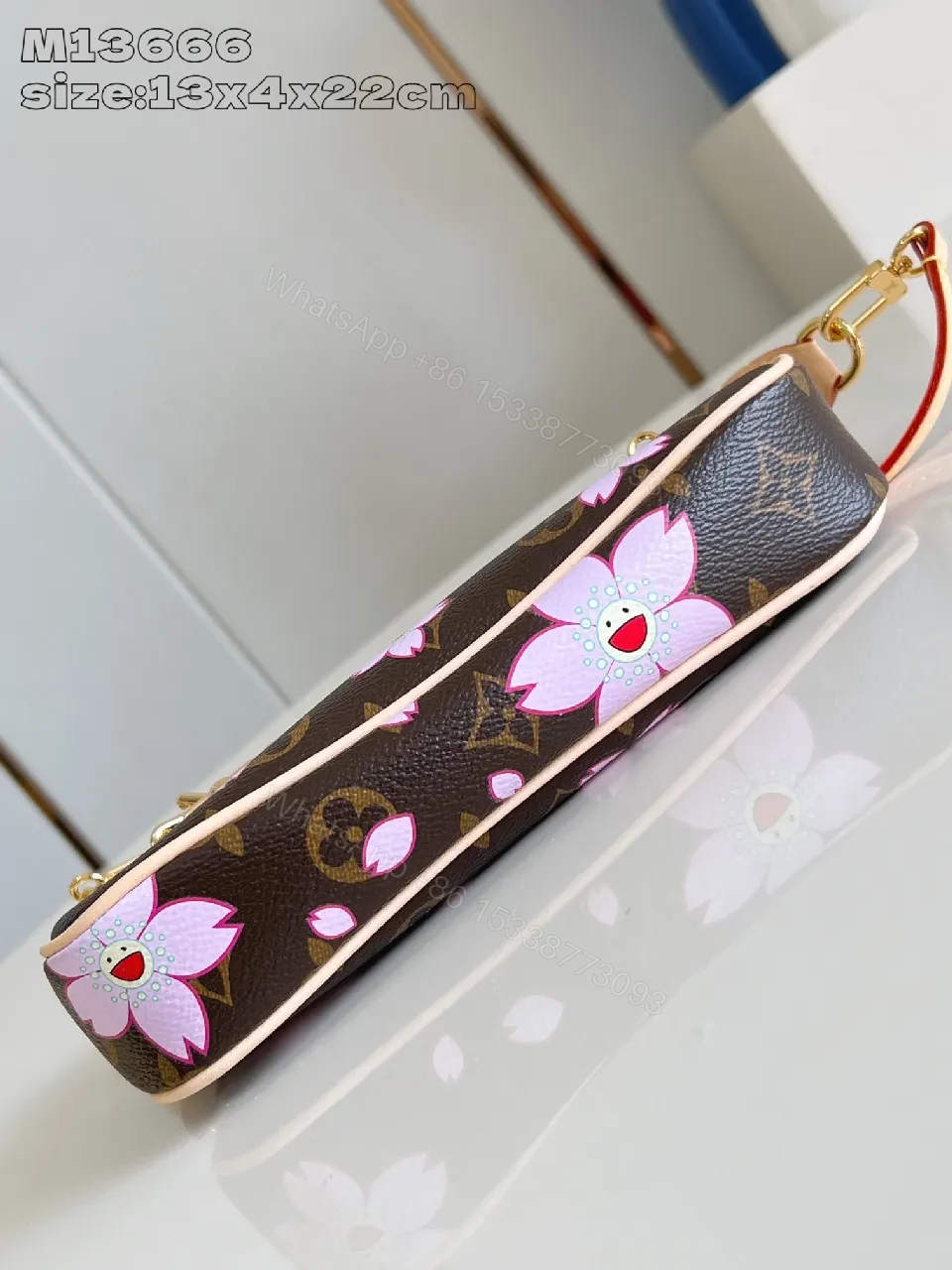 View 2 of Floral Pink Leather Satchel - Chic Velvet-Trim Handbag