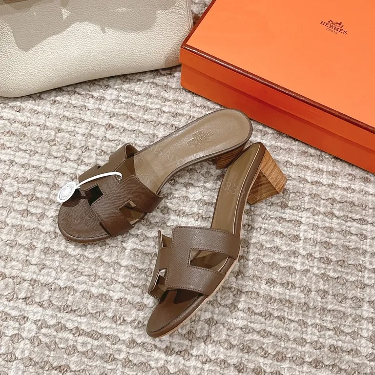 View 6 of Brown Leather Hermes-Style H-Strap Sandals - All-Day Comfort