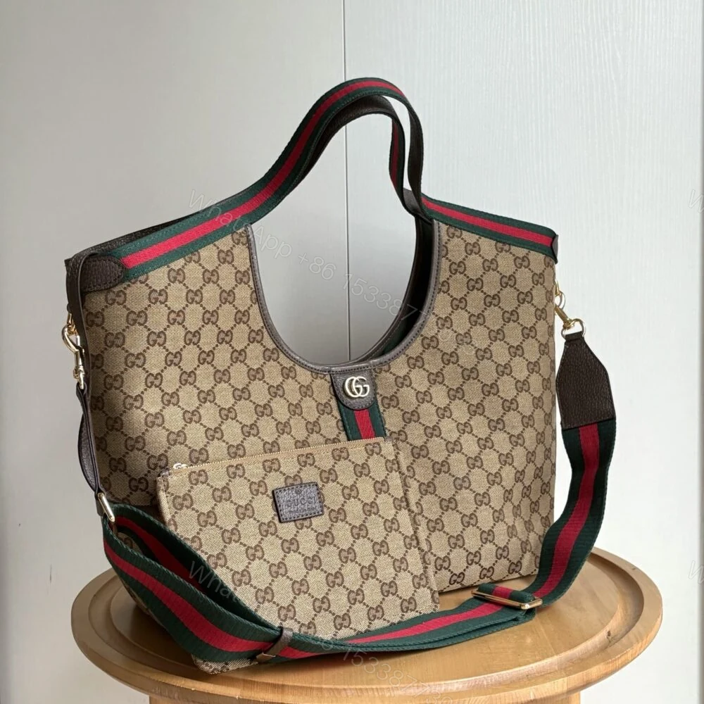 View 5 of Gucci Giglio Large Tote Bag GG Canvas Beige and Dark Brown 60Cm 853971 FAFFP 2547