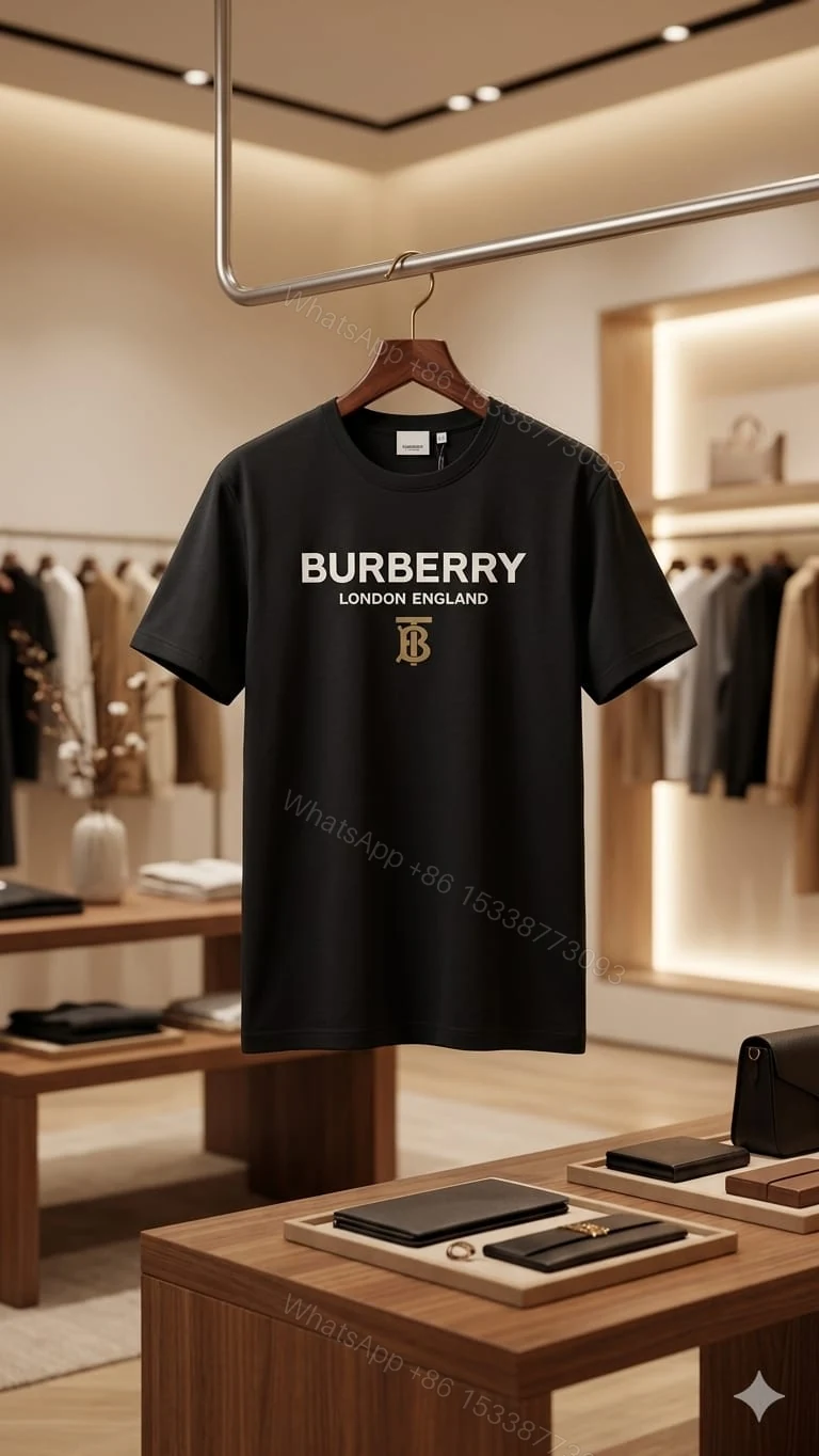 First Copy Burberry Premium Cotton Lycra Round Neck T-Shirt — 7A Quality Replica — view 1