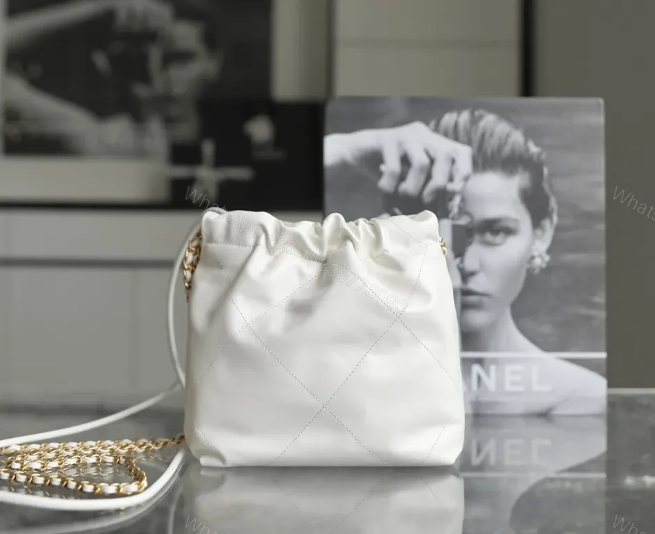 View 6 of White Quilted Satchel with Gold Chain - Chanel-Inspired Luxe Bag