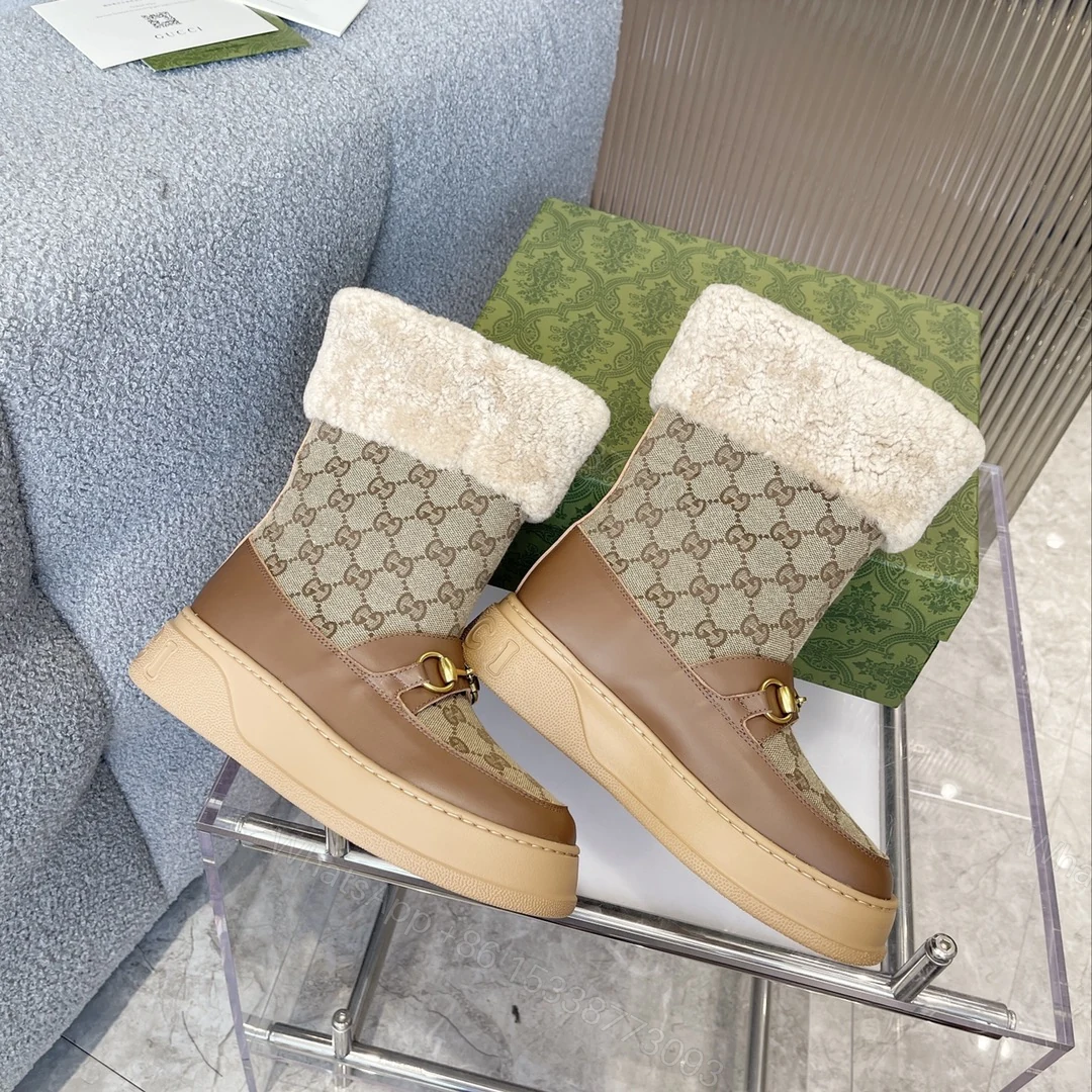 View 4 of GUCCI 1955 HORSEBIT SNOW BOOTS GG CANVAS IN BROWN