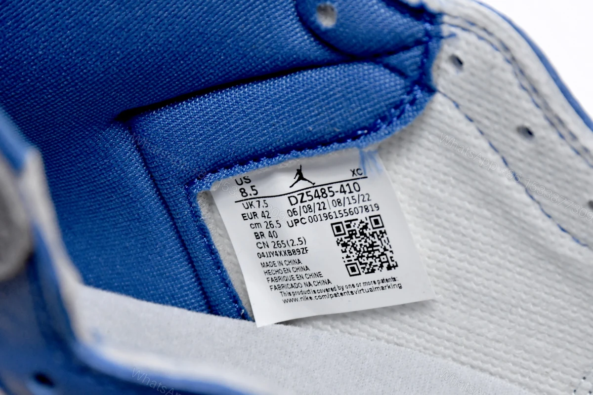 View 5 of Air Jordan 1 High OG True Blue DZ5485-410