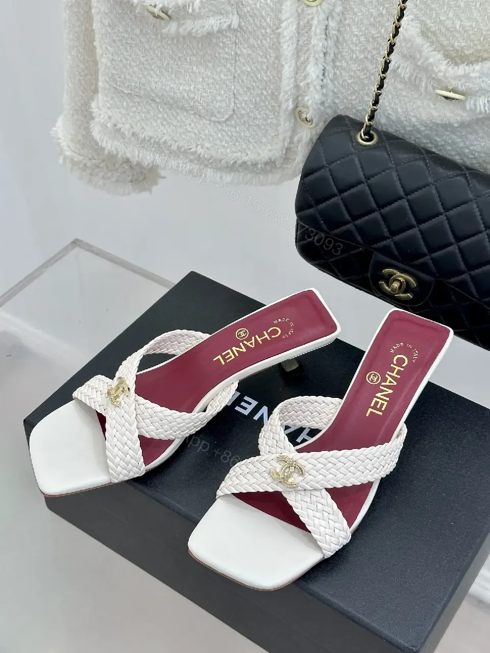 View 2 of Pink Leather Modern Braided Strap Sandals