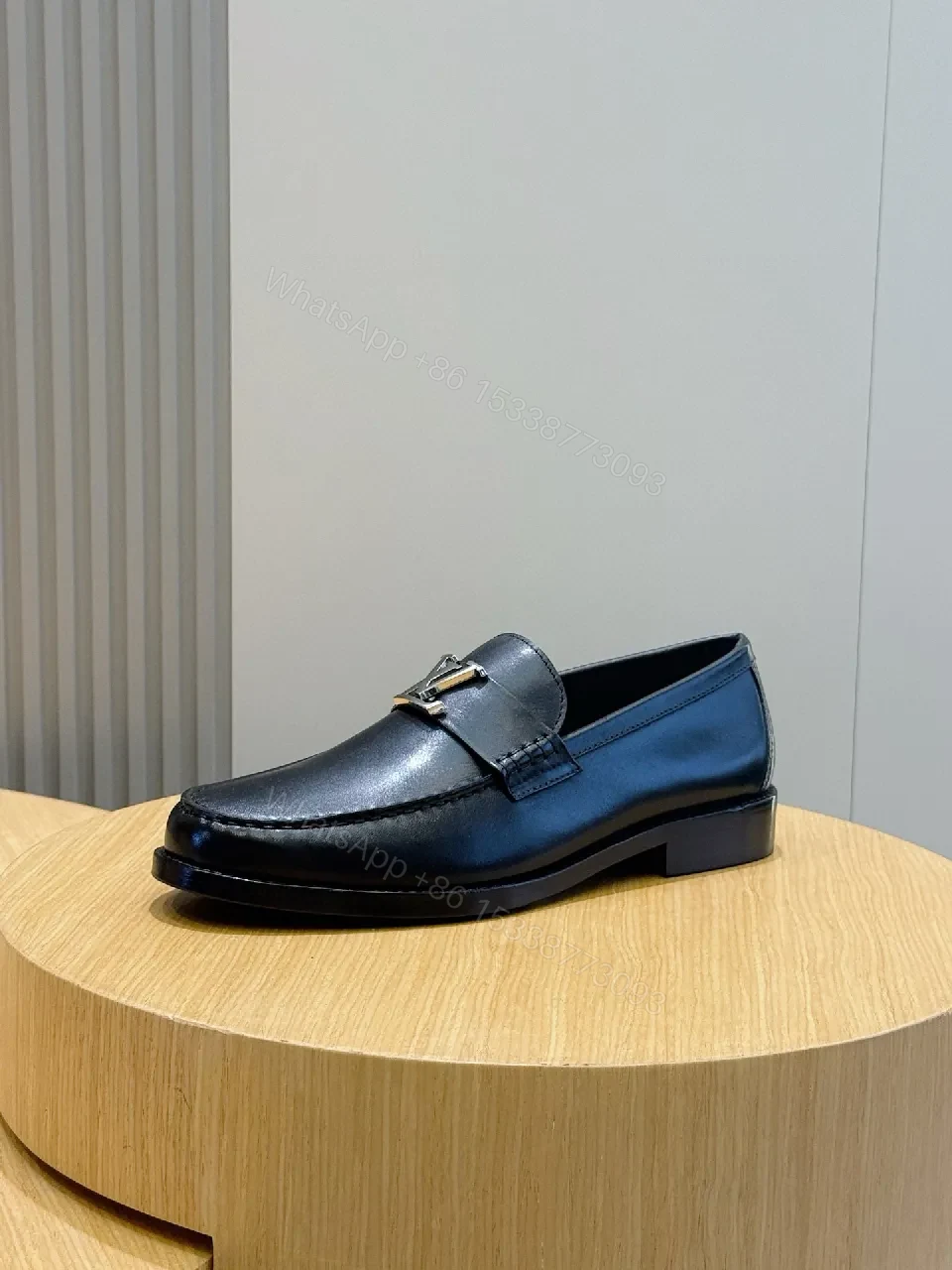 View 6 of Refined Black Leather Loafers — Subtle LV-Inspired Hardware