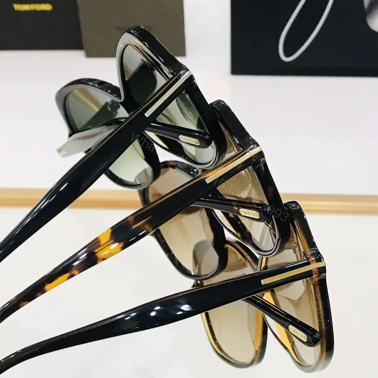 View 3 of Oversized Black Acetate Sunglasses with Gold-Tone Accents - Tom Ford