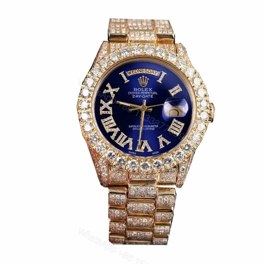 Rolex Day-Date 40 228238 Super Clone Iced Out : 40mm Yellow Gold Pave Diamond Dial — view 1