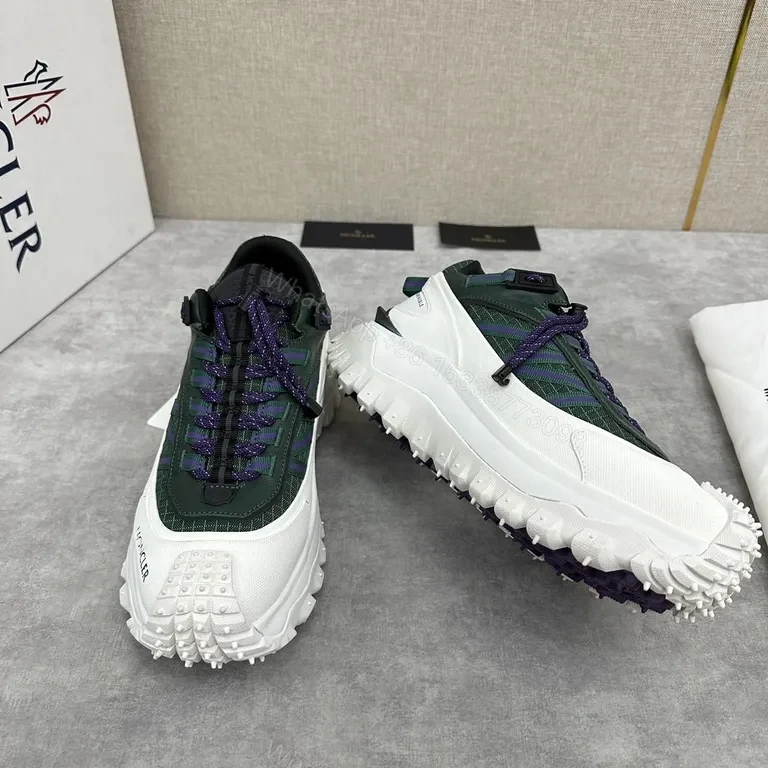 View 7 of Green & Purple Moncler-Style Chunky Sneaker with Textured Upper