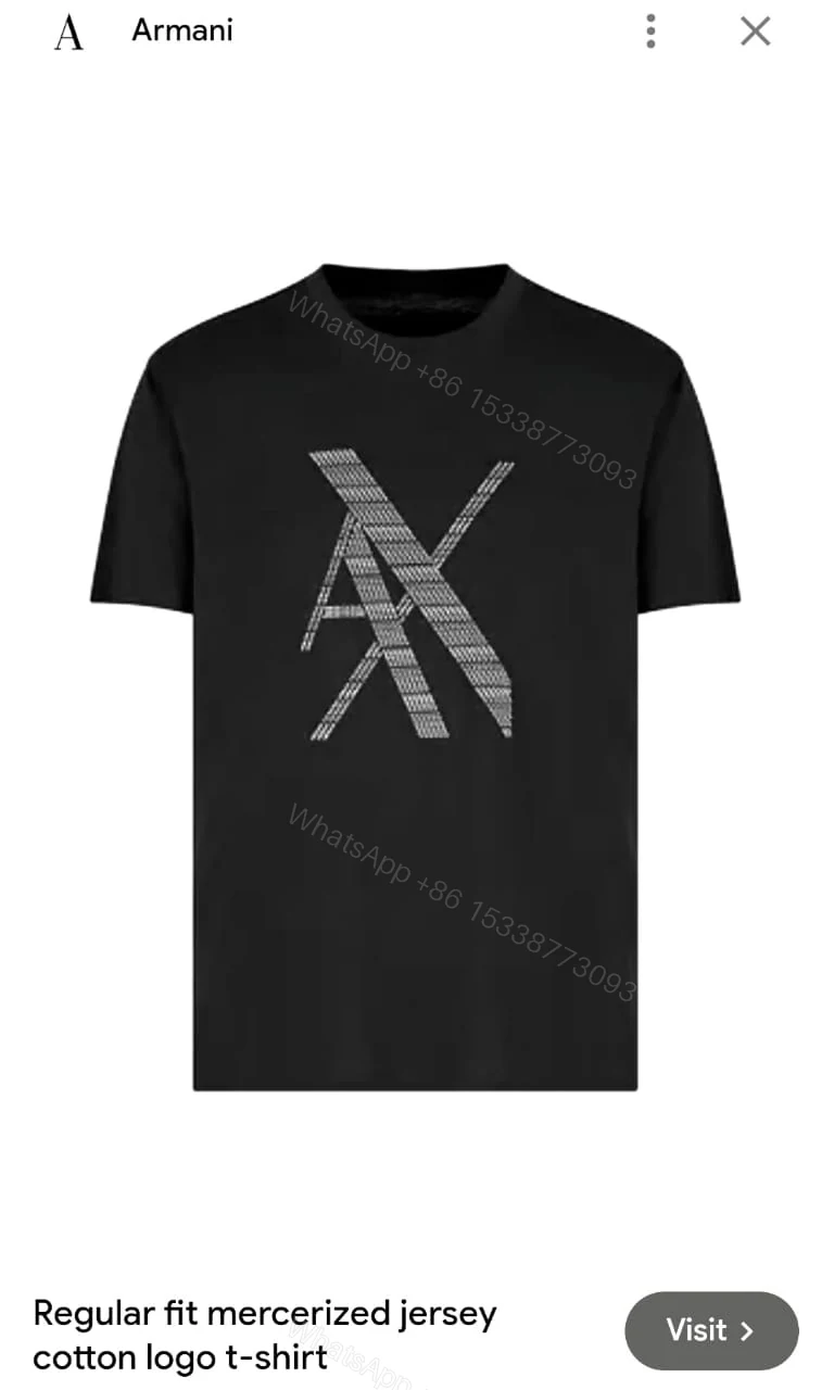 Armani Very Premium Cotton Lycra Round Neck Blue Printed T-Shirt First Copy | AAA+ Replica — view 1