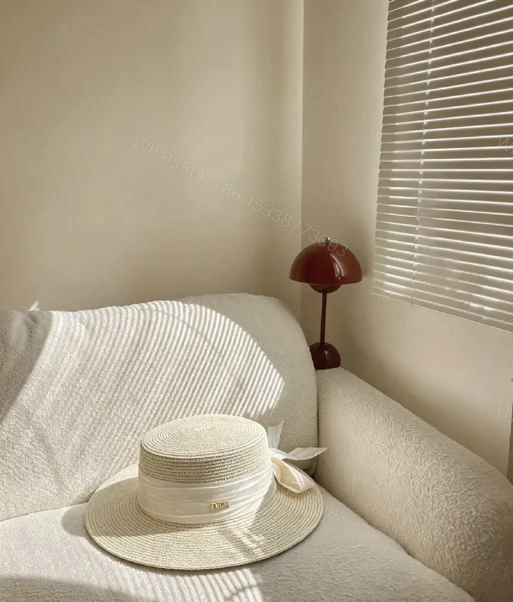 View 5 of Black Straw Hat Wide-Brim Bow Ribbon Dior Charm hat