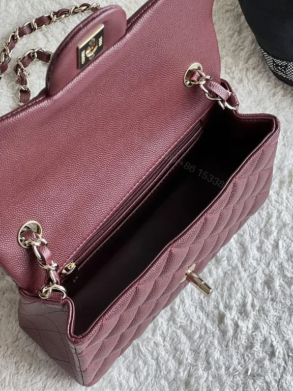 View 3 of Chic Burgundy Quilted Crossbody Bag with Chain Strap