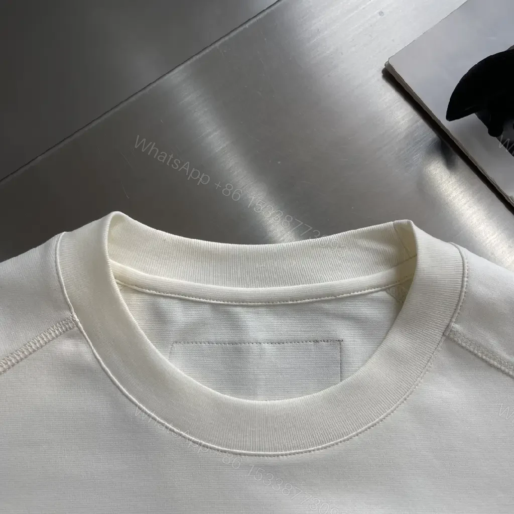 View 3 of Off-White Embroidered Crew Neck Tee: Minimalist Luxury