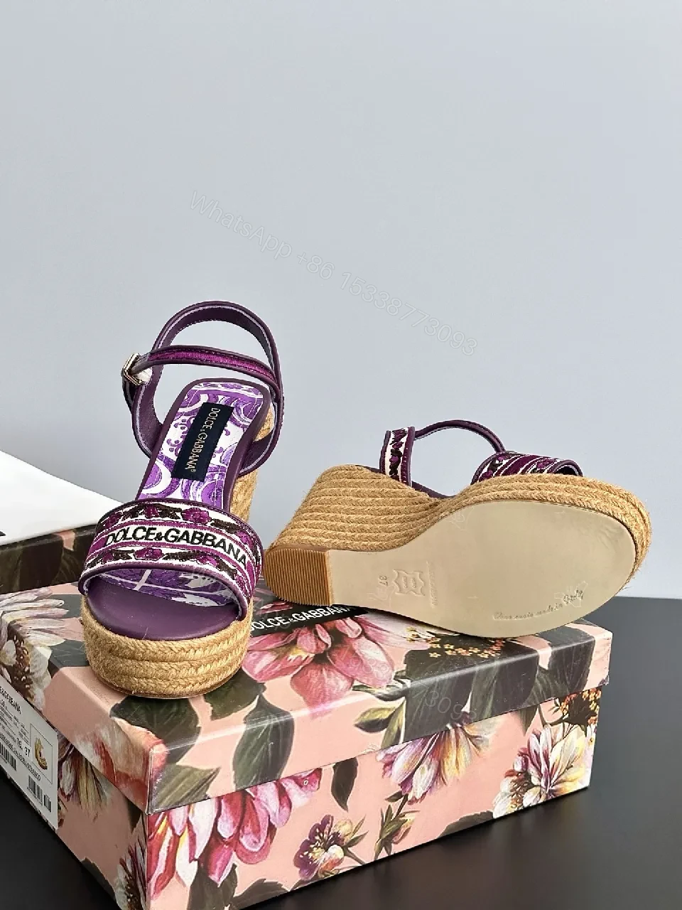 View 4 of Purple Embroidered Espadrille Wedge Sandals - Luxe Comfort