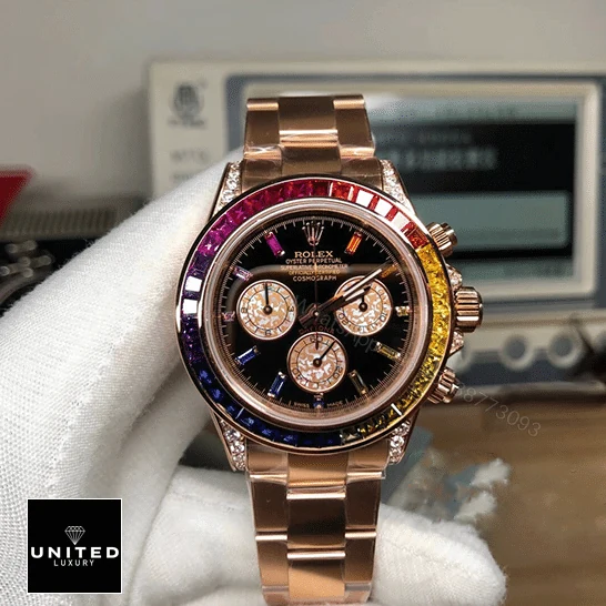 View 5 of Rolex Daytona Cosmograph 116519 Rainbow & Black Dial Replica