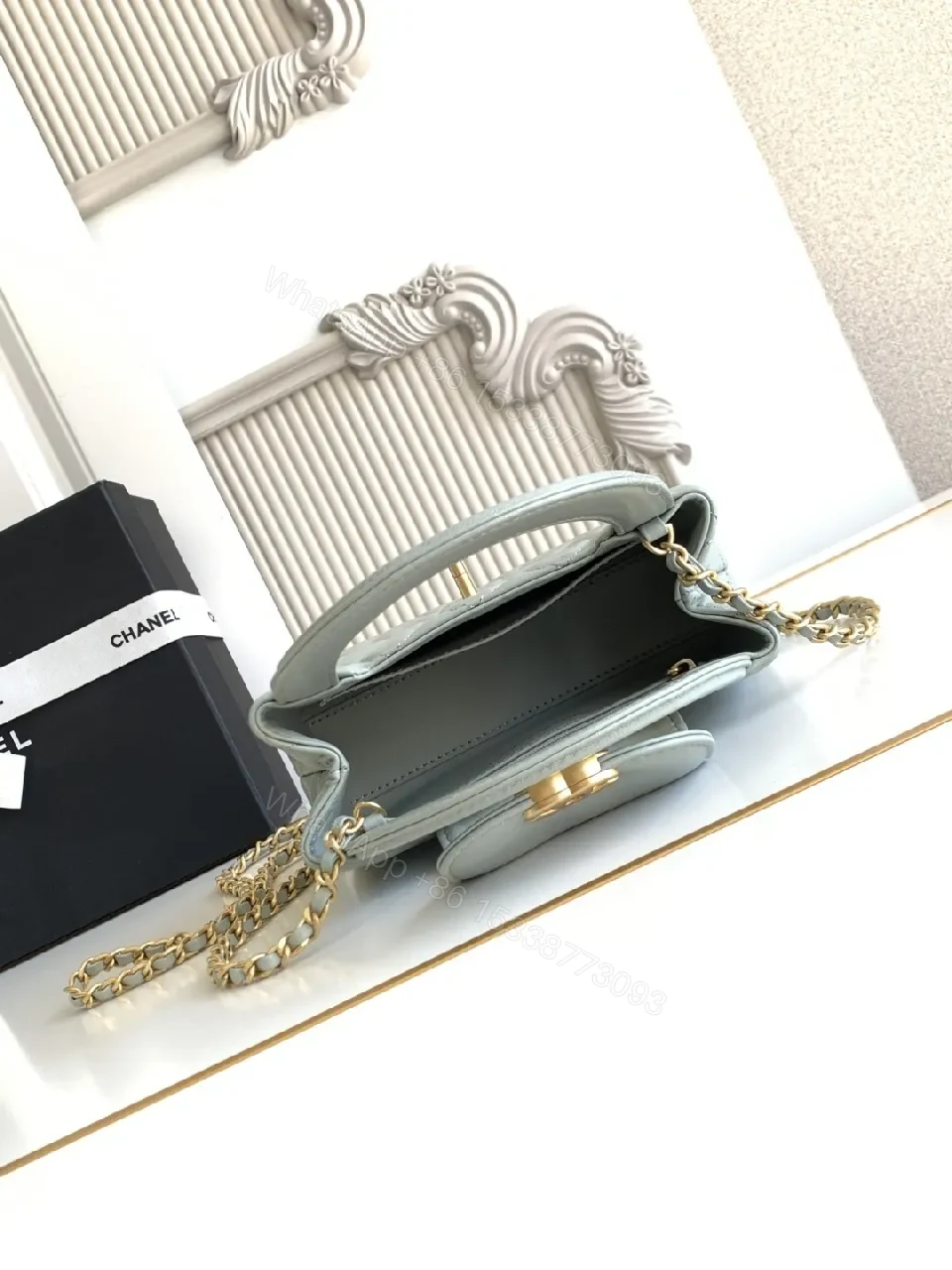 View 9 of Quilted Mini Crossbody Bag - Gold Hardware Luxury Style