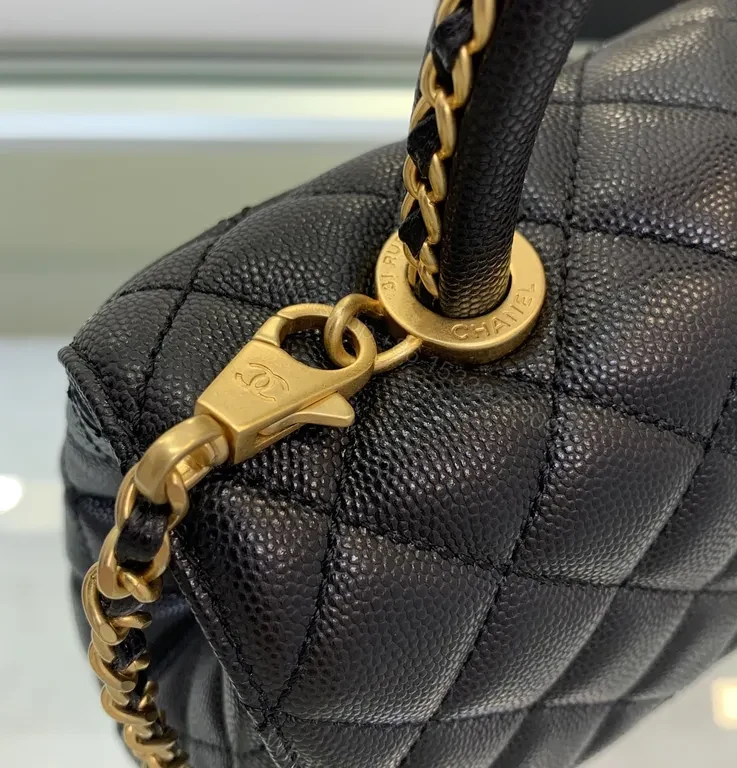 View 6 of Chic Quilted Black Handbag with Gold Twist â€” All-Day Comfort