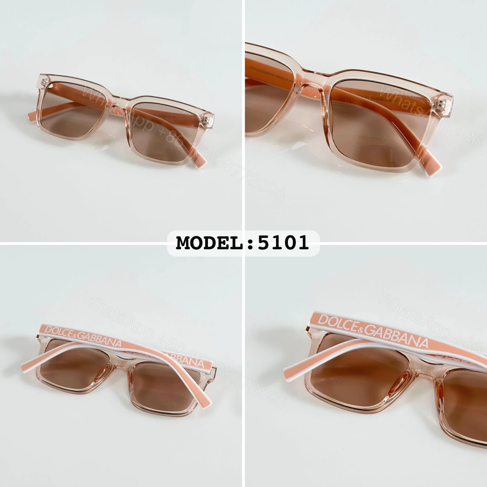 View 3 of Dolce & Gabbana Model 5101 Pink Transparent Acetate Sunglasses