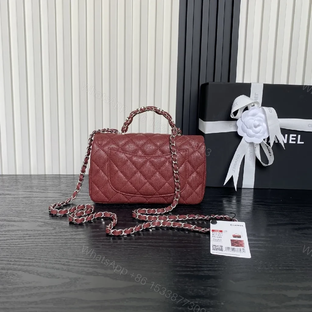 View 4 of Rich Aged Red Quilted Crossbody — Pebble Leather, Luxe Chain