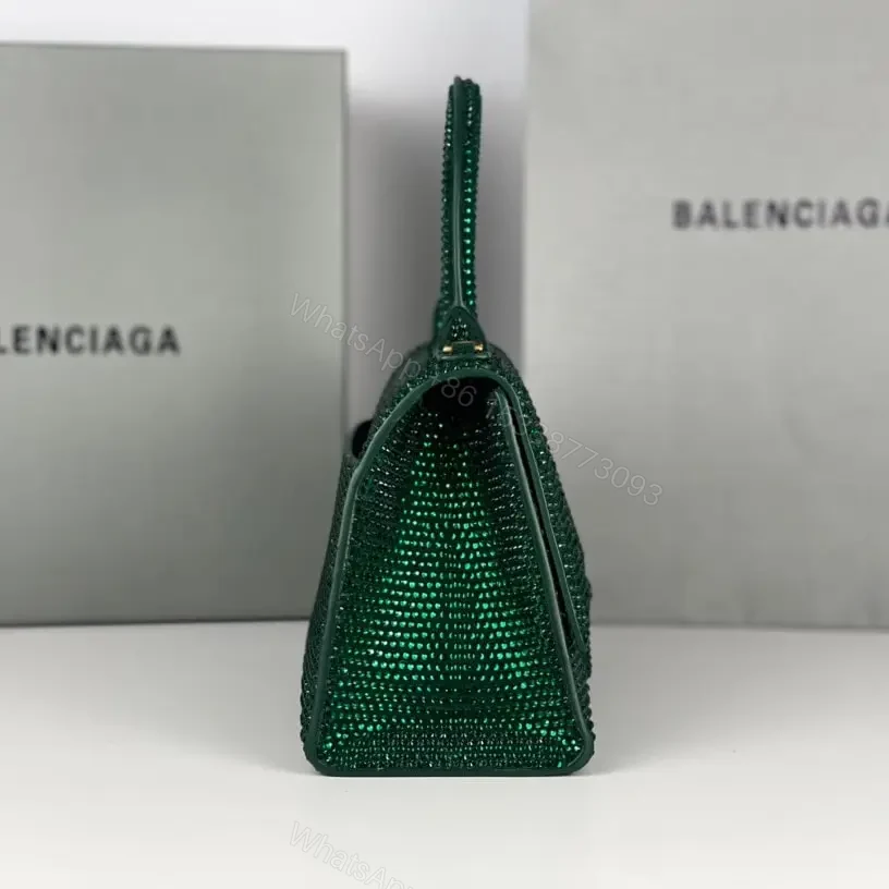 View 6 of 高仿Balenciaga*Hourglass系列沙漏包滿鑽綠色S