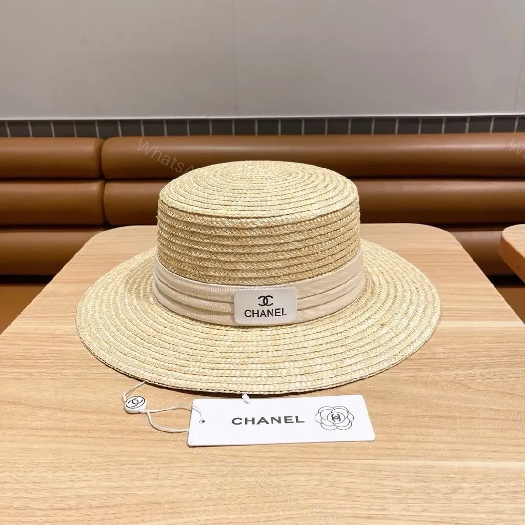 View 5 of Sun-Kissed Stripes Straw Hat: Premium, CHANEL-Inspired Flair