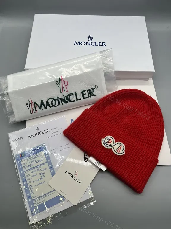 Bold Red Moncler Beanie â€” Lux Wool-Blend Warmth, Logo Patch — view 1