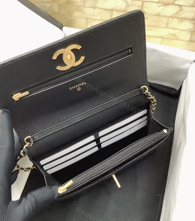 View 3 of Chic Black Quilted Shoulder Bag with Gold Chain Strap