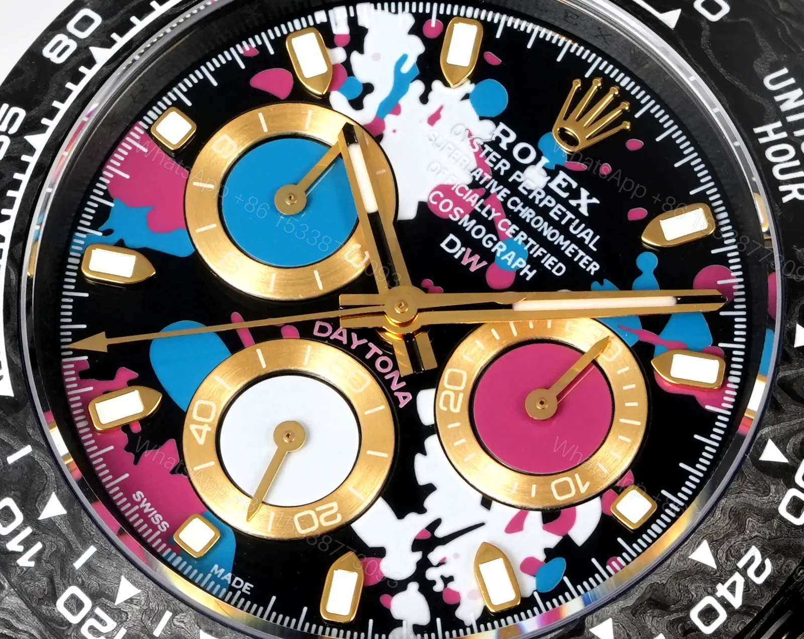 View 5 of Best Rolex Daytona Carbon Art Dial replica 40MM White Fabric Strap Edition RG-DAYTONA-CARBON-ART-WHITE-STRAP-40