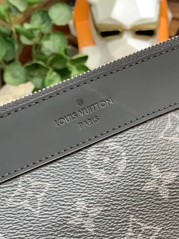 View 5 of Charcoal Monogram Canvas Clutch â€” Compact Luxury, All-Day Versatility