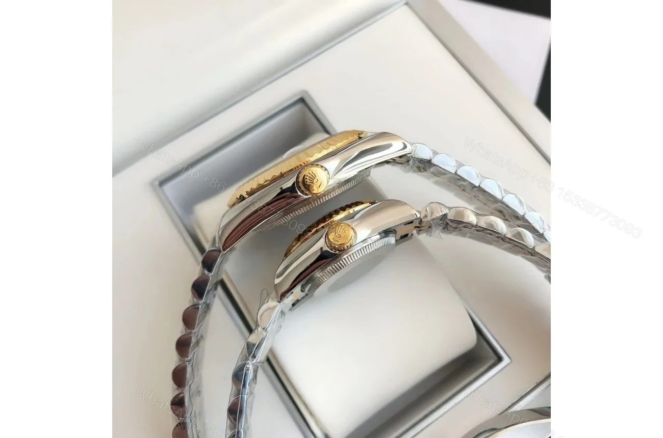 View 9 of Replica Rolex Datejust RG/SS Jub Black/Dia 36/28 mm