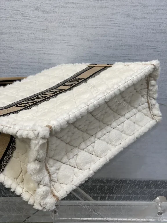 View 2 of Cream BouclÃ© Cannage Tote - Couture Texture, Dior Signature