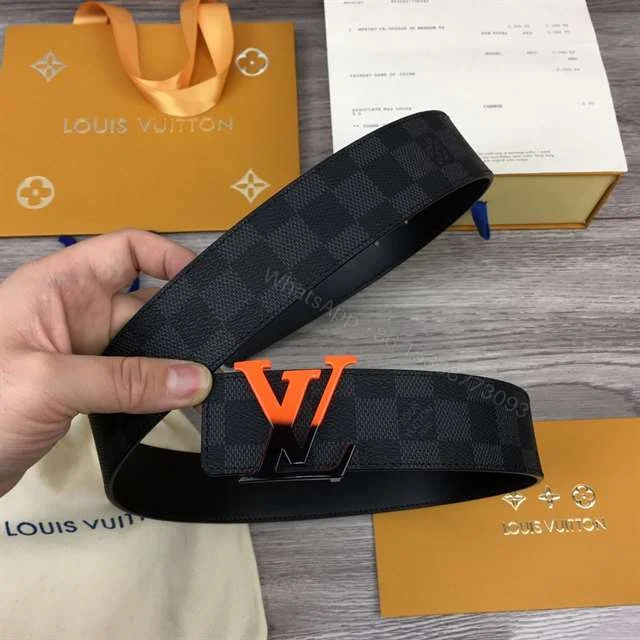 View 3 of LOUIS VUITTON INITIALES 40MM REVERSIBLE DAMIER GRAPHITE CANVAS BELT – B94