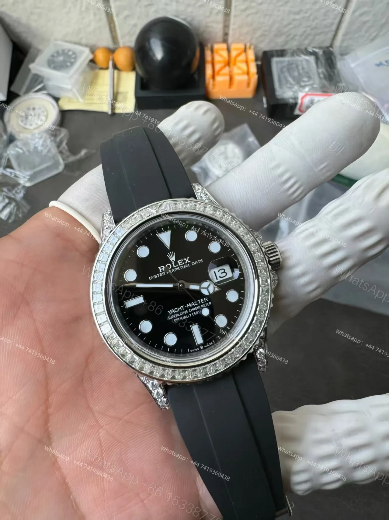 View 16 of Rolex Yacht-Master 226679TBR 1:1 Replica 42MM Moissanite Diamond Lugs and Dial 3235 Movement Super Clone Watch