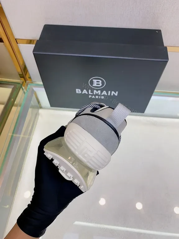 View 6 of Grey Knit Balmain Luxury Sneaker - Breathable, All-Day Comfort