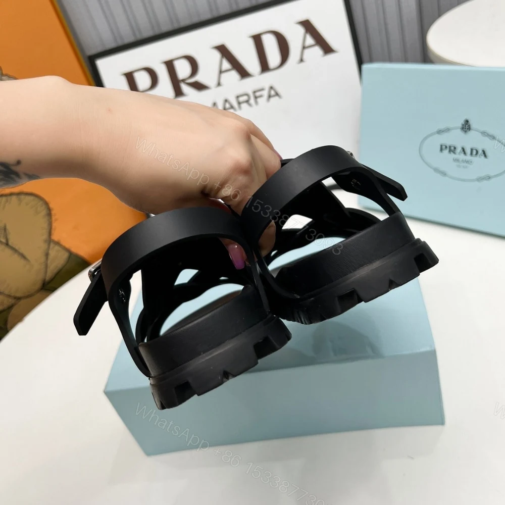 View 6 of PRADA CRISSCROSS RUBBER SANDALS BLACK 2X3118 3LKK F0002 F G000