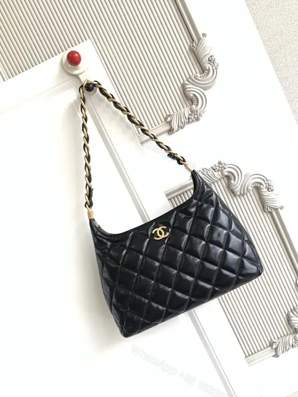 Chic Black Quilted Bag with Chain Strap — view 1