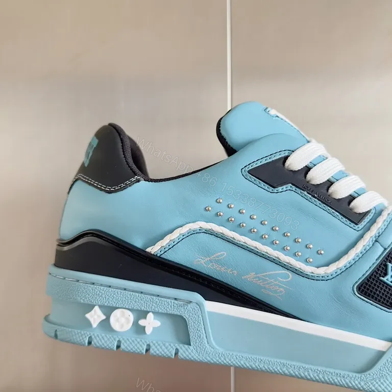 View 5 of Bright Sky Blue Luxury Sneaker with LV Touch Iconic Style
