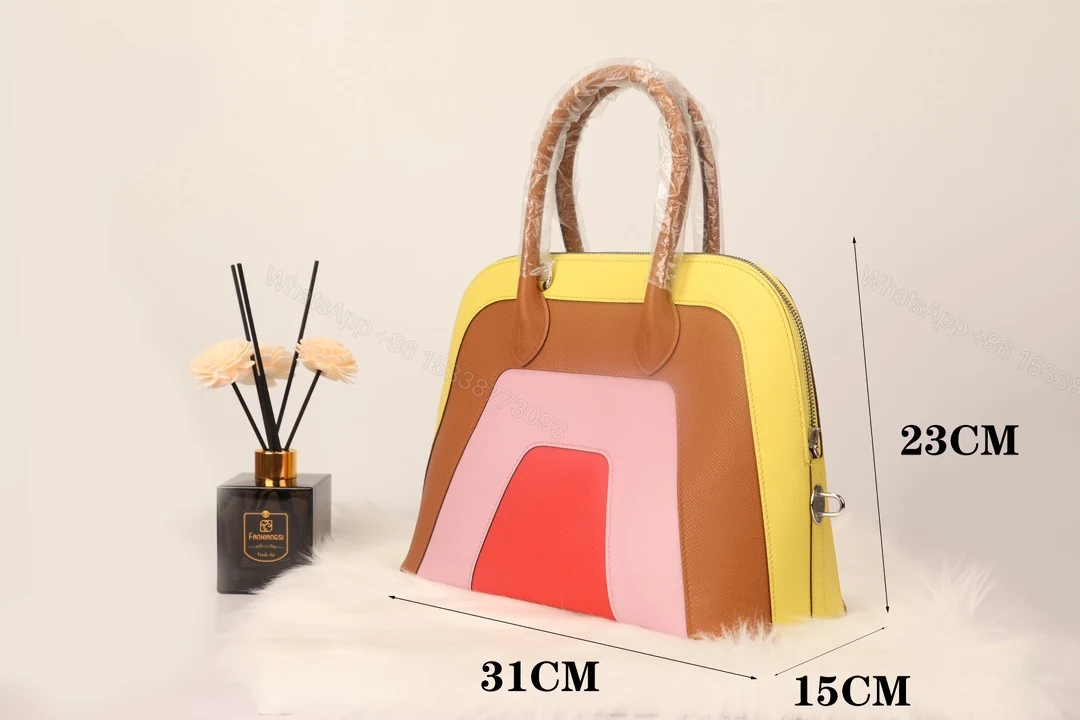 Hermes 高仿 女款 Bolide 拼色手提包 彩虹設計款 — view 1