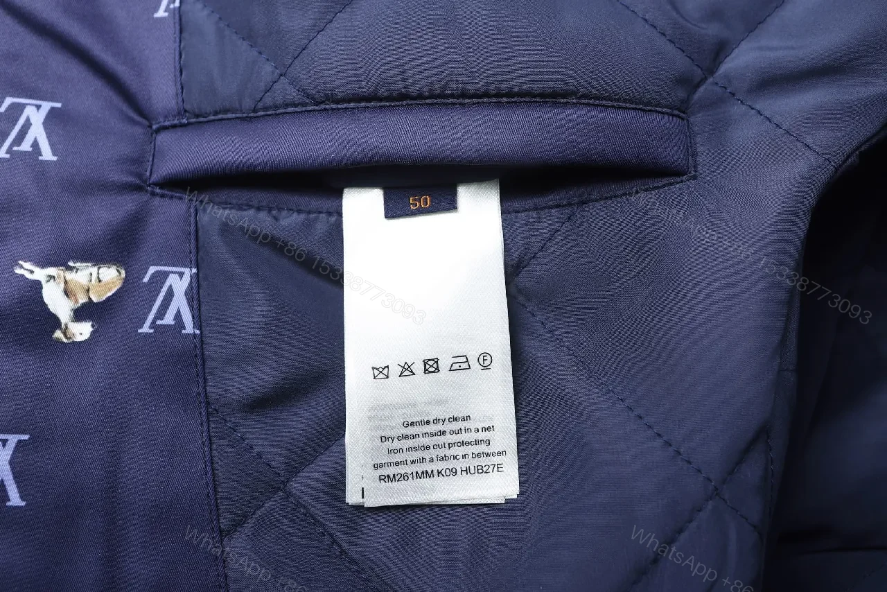 View 2 of Navy Print Coach Jacket: Monogram & Animal Motifs, Water-Repellent, Unisex