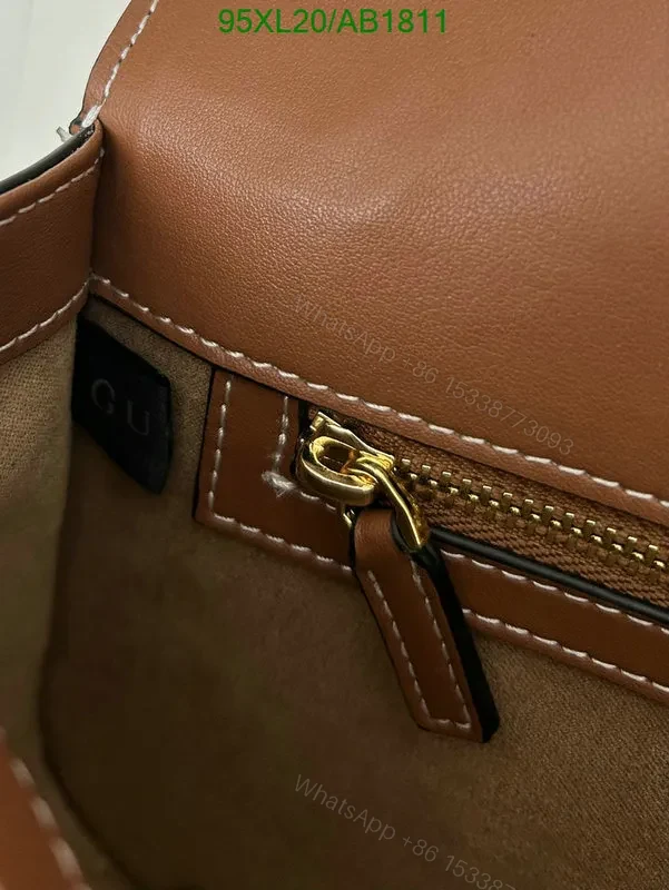 View 15 of Knockoff Gucci Blondie Smooth Brown Leather Shoulder Bag for Women PTF637