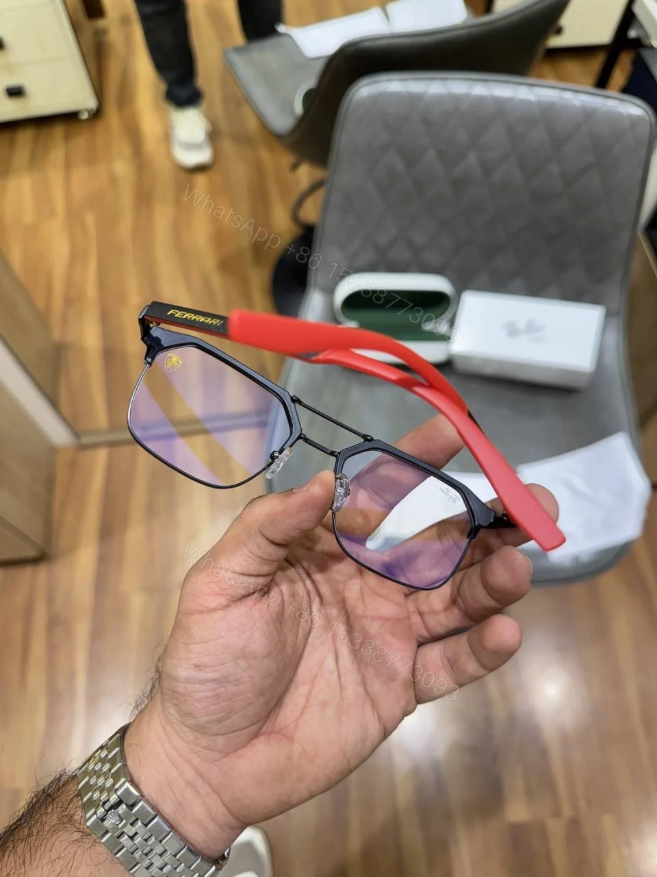 View 2 of First Copy RayBan 04 Ferrari Black Plano Sunglasses