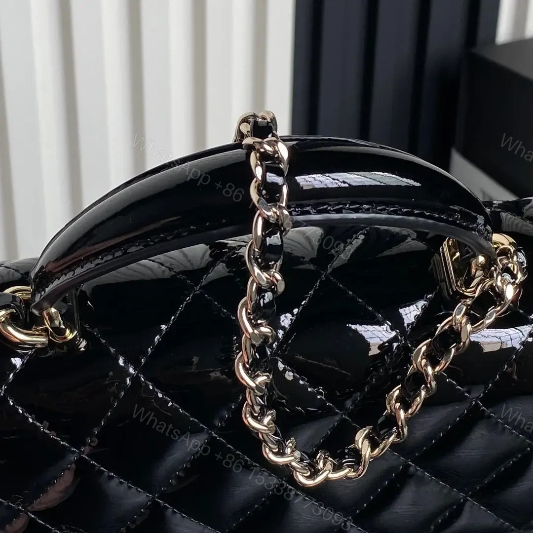 View 7 of Chanel Patent Quilted Mini Top Handle Flap Bag