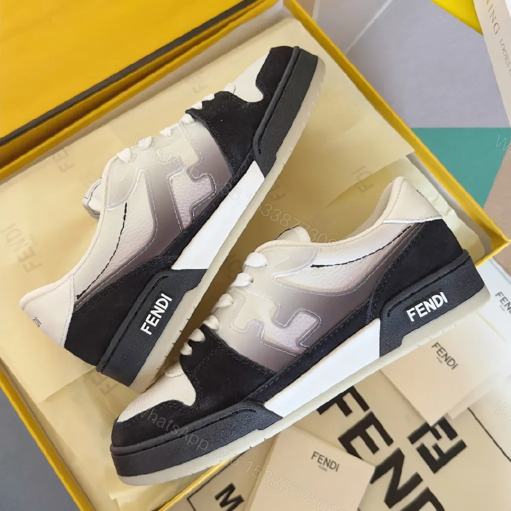 View 7 of Bold Black-White Leather Trainers with Luxury Accents