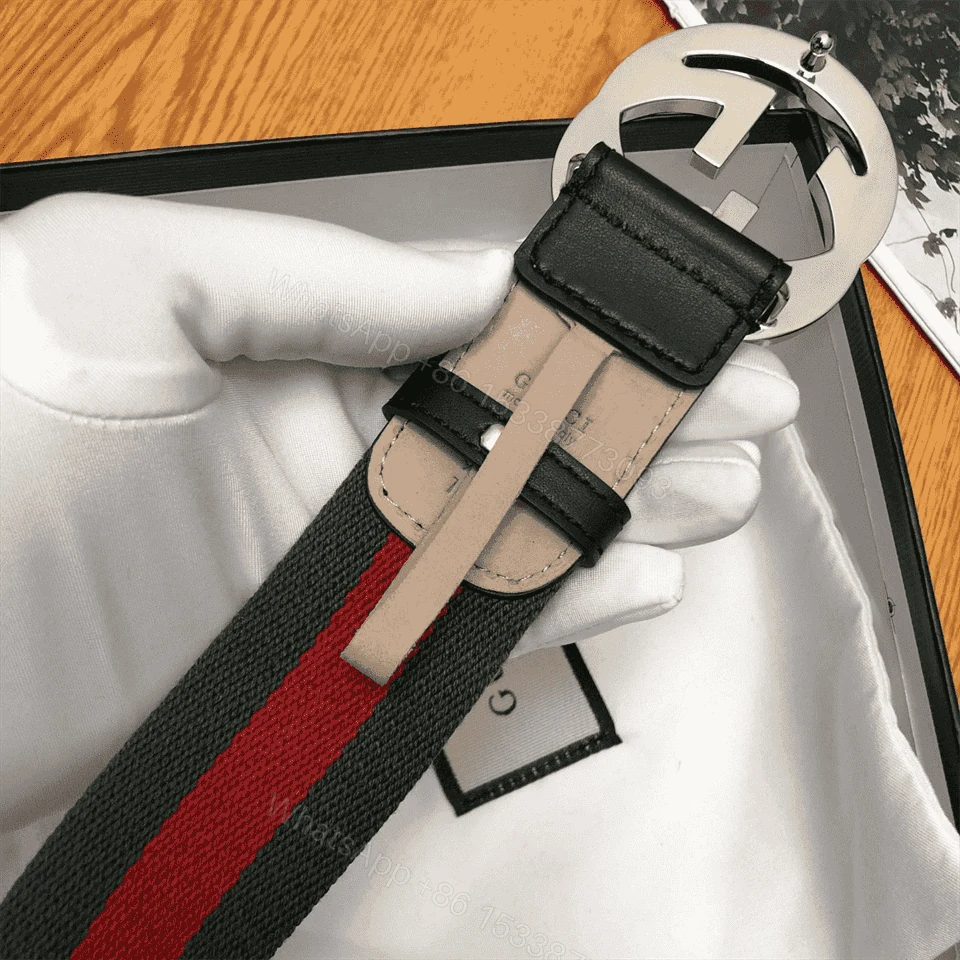 View 7 of GUCCI MEN’S WEB STRIPED CANVAS BELT – B9