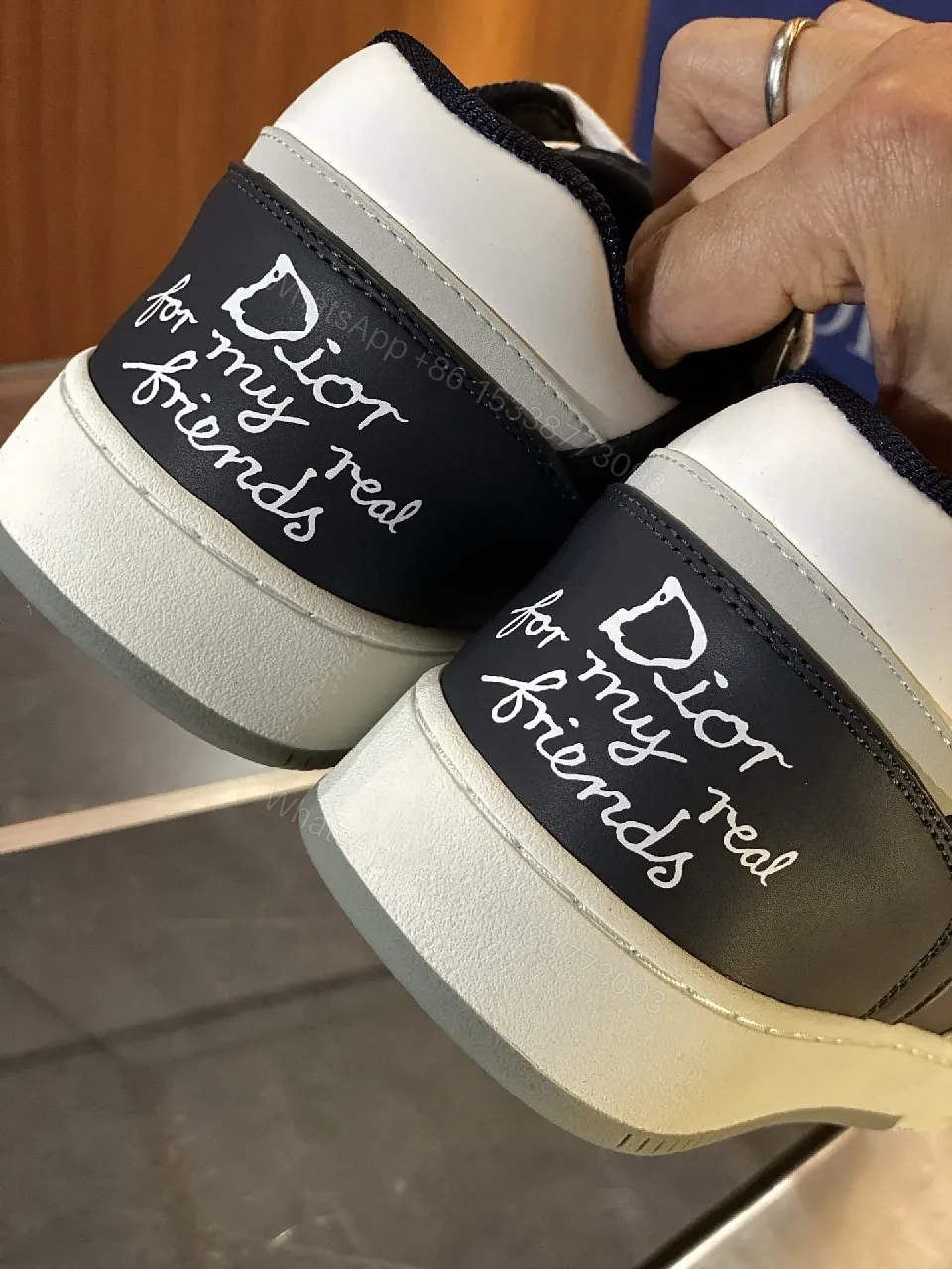 View 2 of Satin-White Leather Sneakers: Contrast Panels, Premium Craftsmanship