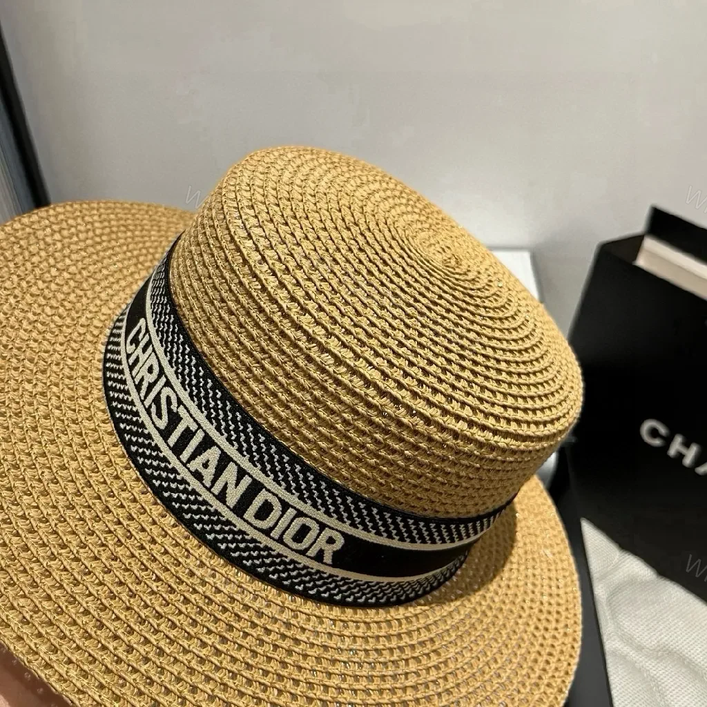 View 2 of Straw Hat with Bold Dior Band – Structured, Sun-Proof Chic