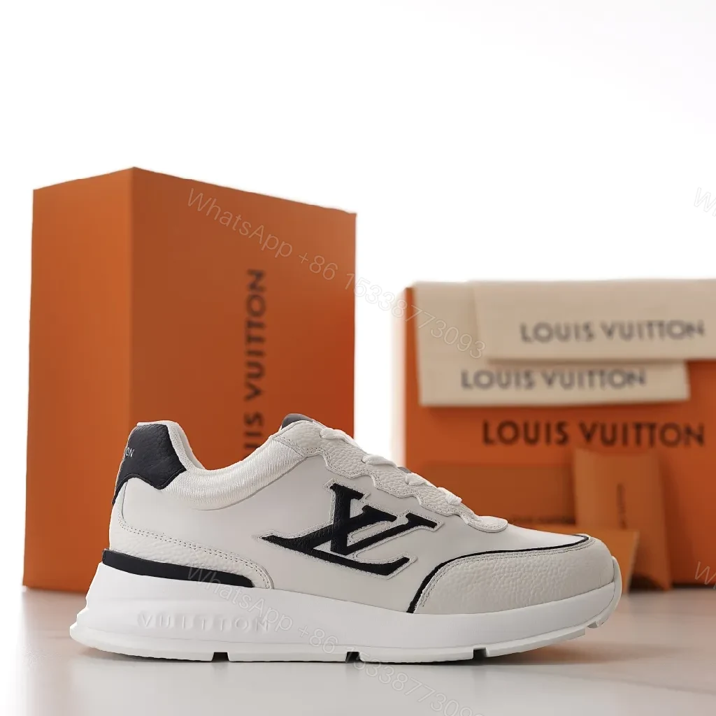 View 5 of White Leather Luxury-Style Sneakers with Monogram Accents