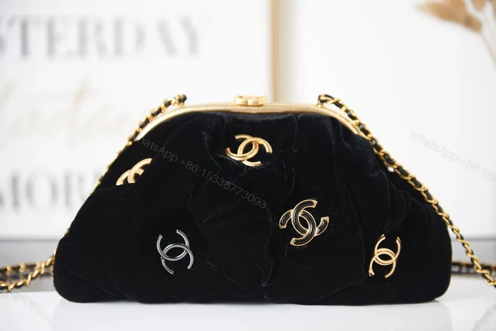 View 5 of Velvet & Gold Chanel-Inspired Clutch: Sophisticated Evening Utility